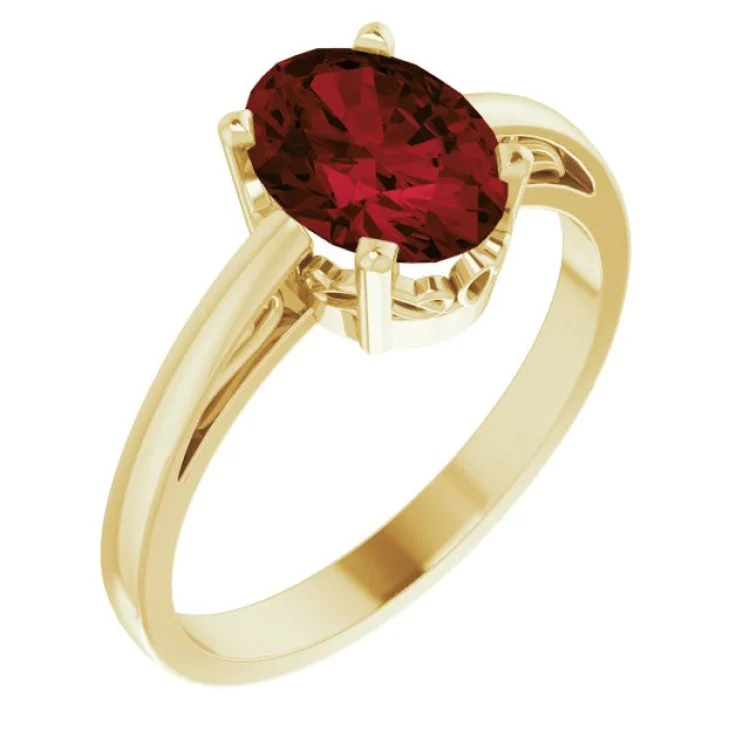 Customizable Stackable Rings For Personalized Fashion-14K Yellow Natural Mozambique Garnet Ring