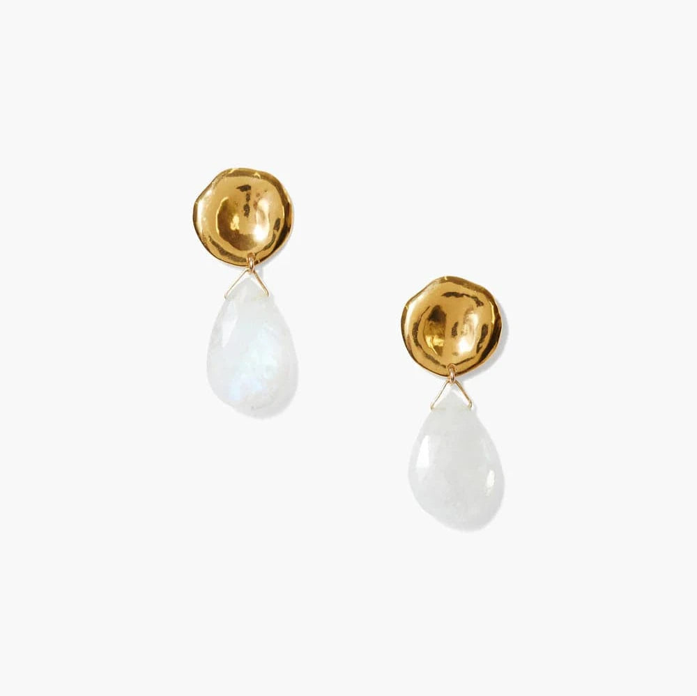 Simple Pearl Earrings For Subtle Charm-Yasmine Coin Drop Earrings in Moonstone