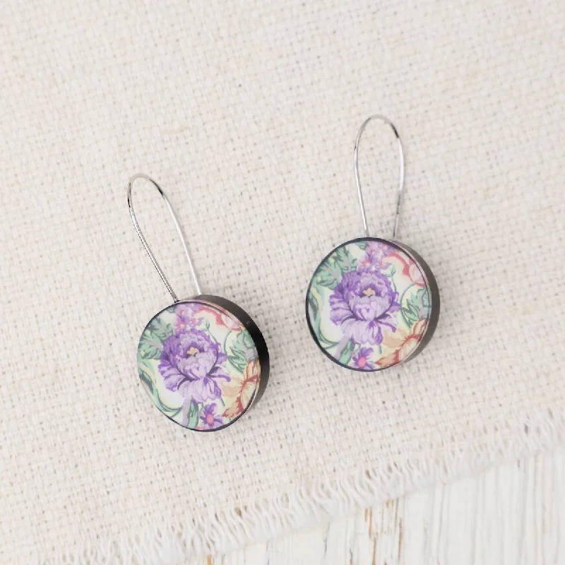 Stunning Gemstone Earrings For Luxe Fashion-Purple Kimono Round Earrings