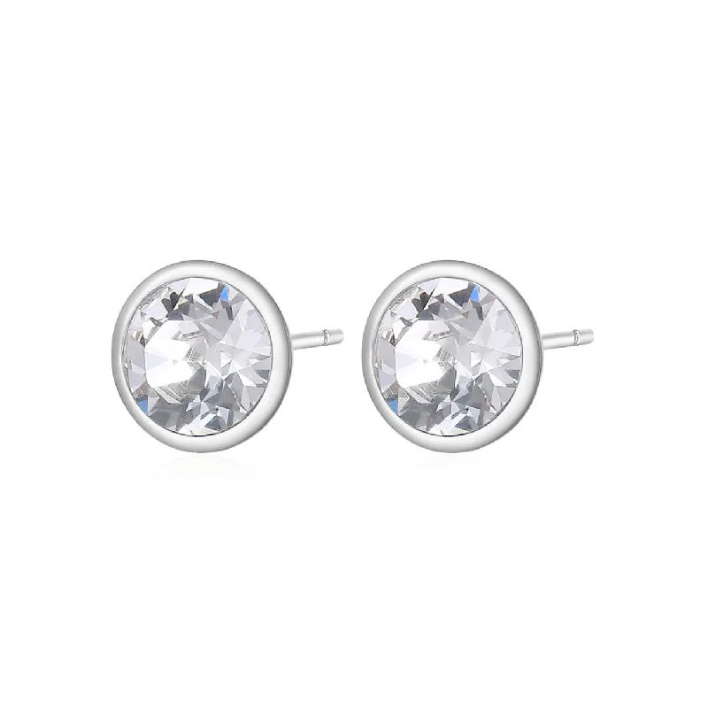 Sparkling Earrings For Formal Events-Stainless Steel Stud Earrings with Clear Crystals