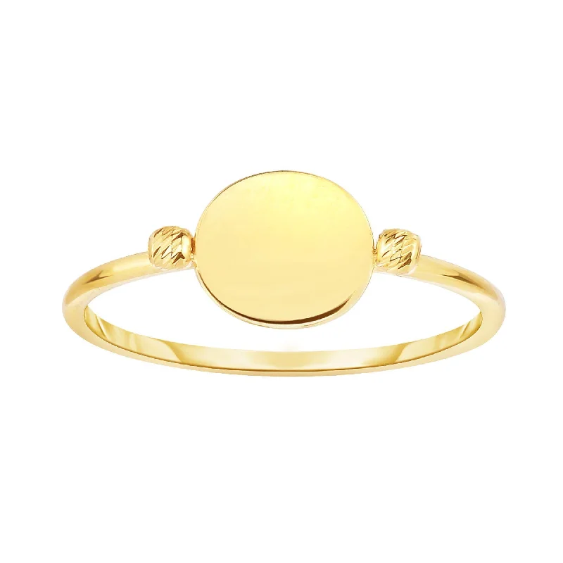 Trendy Titanium Rings For Contemporary Style-14kt Yellow Gold Shiny Flat Bead Ring