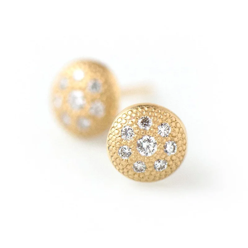 Beautiful Gemstone Earrings For Elegant Wear-Diamond Stardust Button Stud Earrings