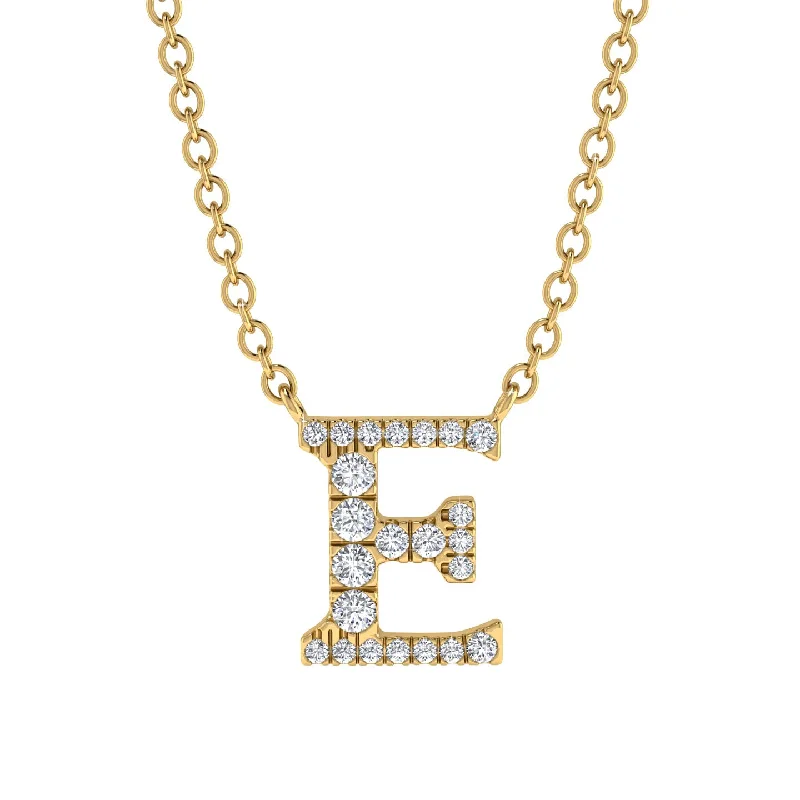 Diamond Gold Initial Necklace - E