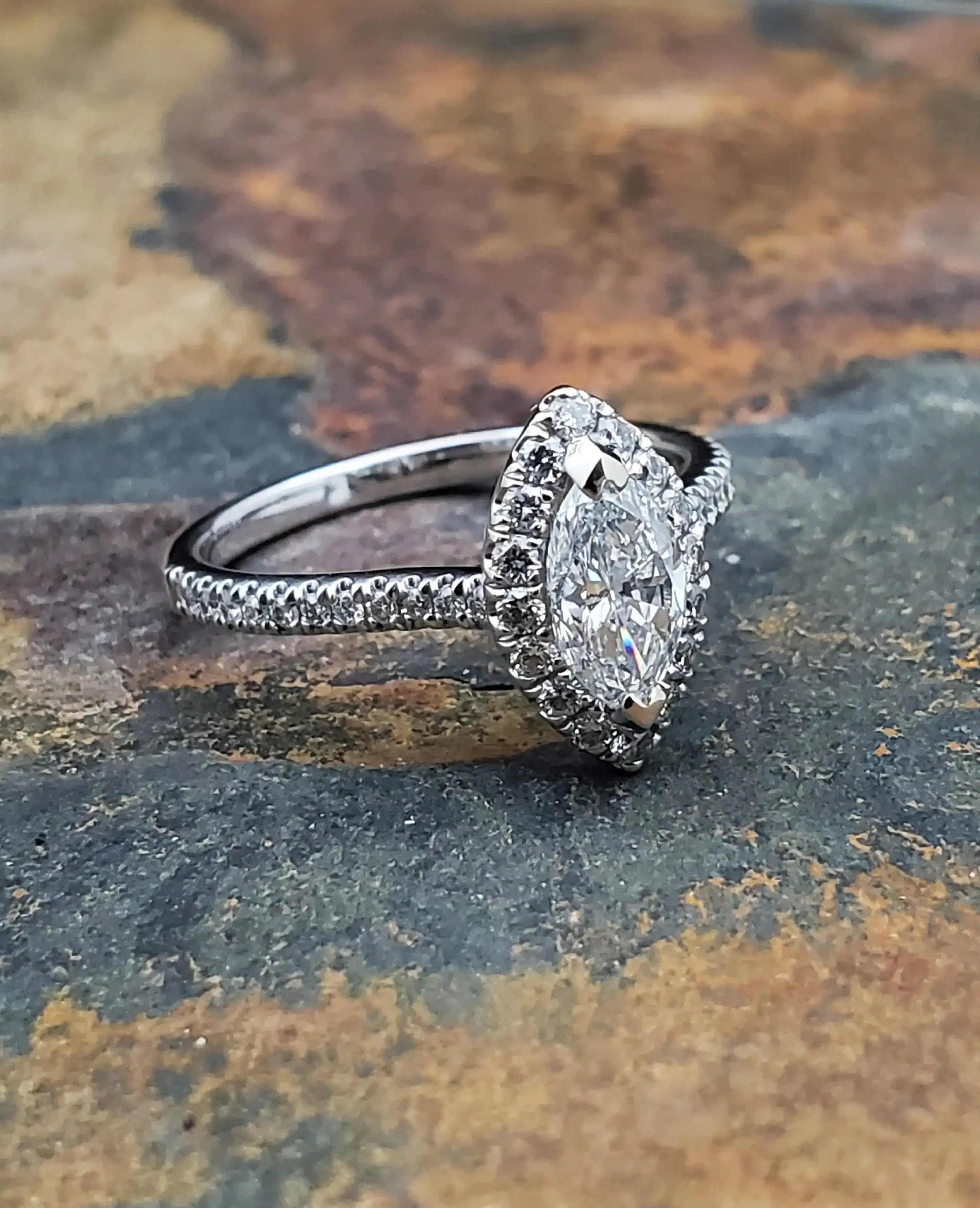 Simple Engagement Rings For Subtle Glam-.73 Ct Marquise Diamond Engagement Ring 14K White Gold