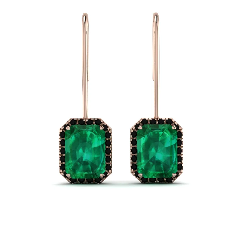 Bold Stud Earrings For Fashion Lovers-Halo Emerald Cut Emerald Earrings - Izabella No. 35