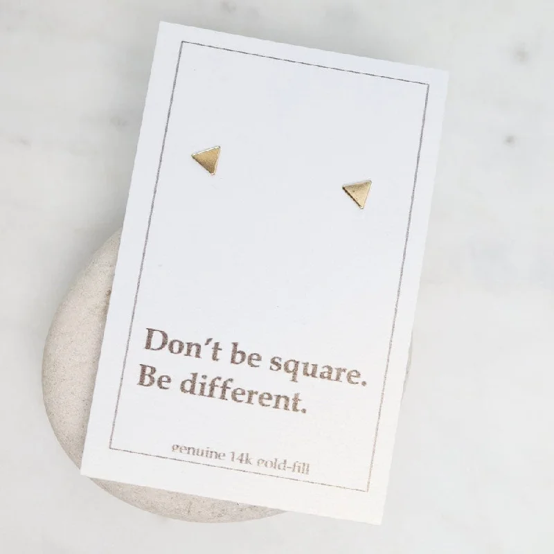 Beautiful Gemstone Earrings For Elegant Wear-Gold Filled Triangle Post Earrings - "Don't Be Square. Be Different"