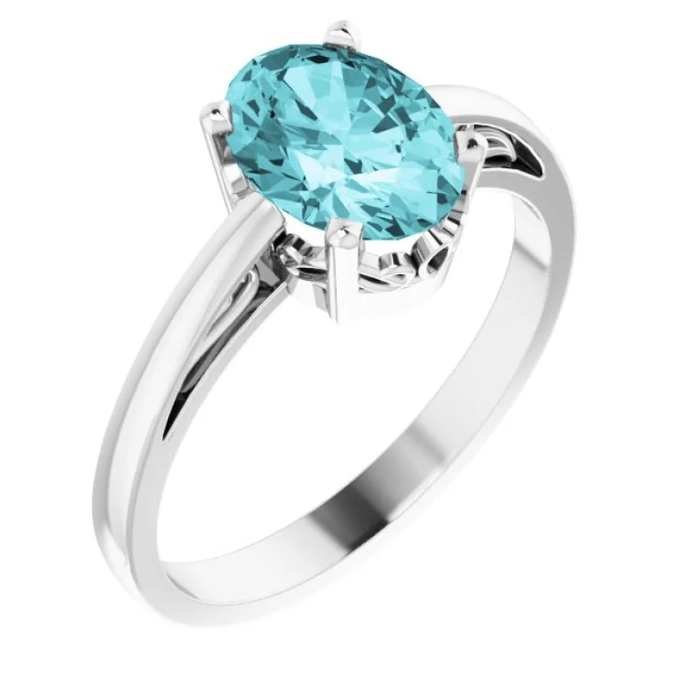 Simple Gemstone Engagement Rings For Subtle Beauty-14K White Natural Blue Zircon Ring