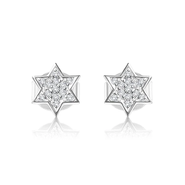 Bold Stud Earrings For Fashion Lovers-14K Diamond Star of David Earrings