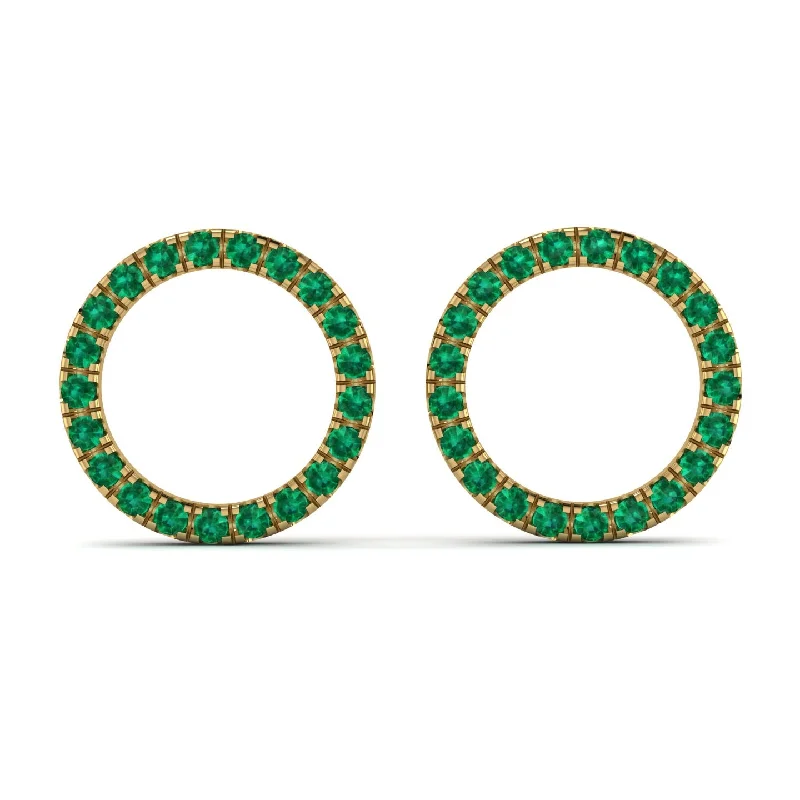 Colorful Stud Earrings For Fun Fashion-Circle Stud Emerald Earring - Lucille No. 4