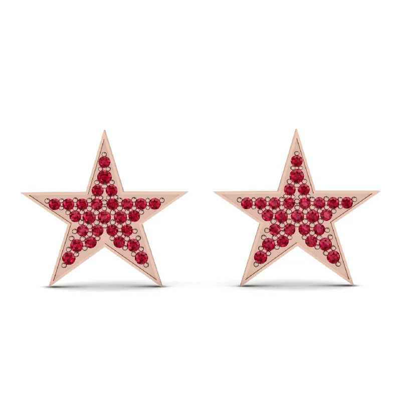 Simple Drop Earrings For Elegant Fashion-Star Stud Ruby Earrings - Star No. 11