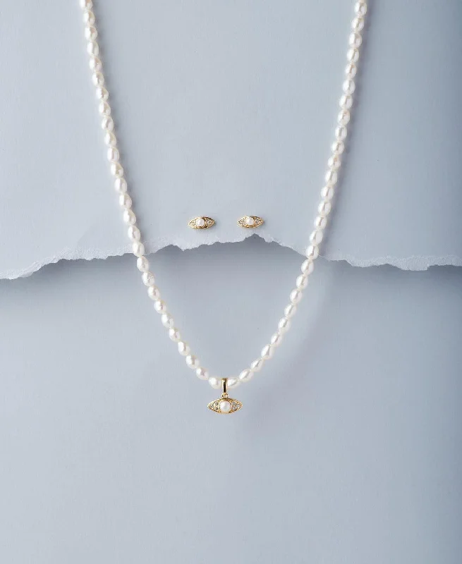 Trendy Real Pearl Necklace Set