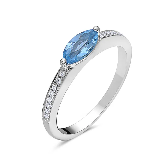 Unique Custom Rings For Meaningful Gifts-Blue Topaz And Diamond Fashion Band