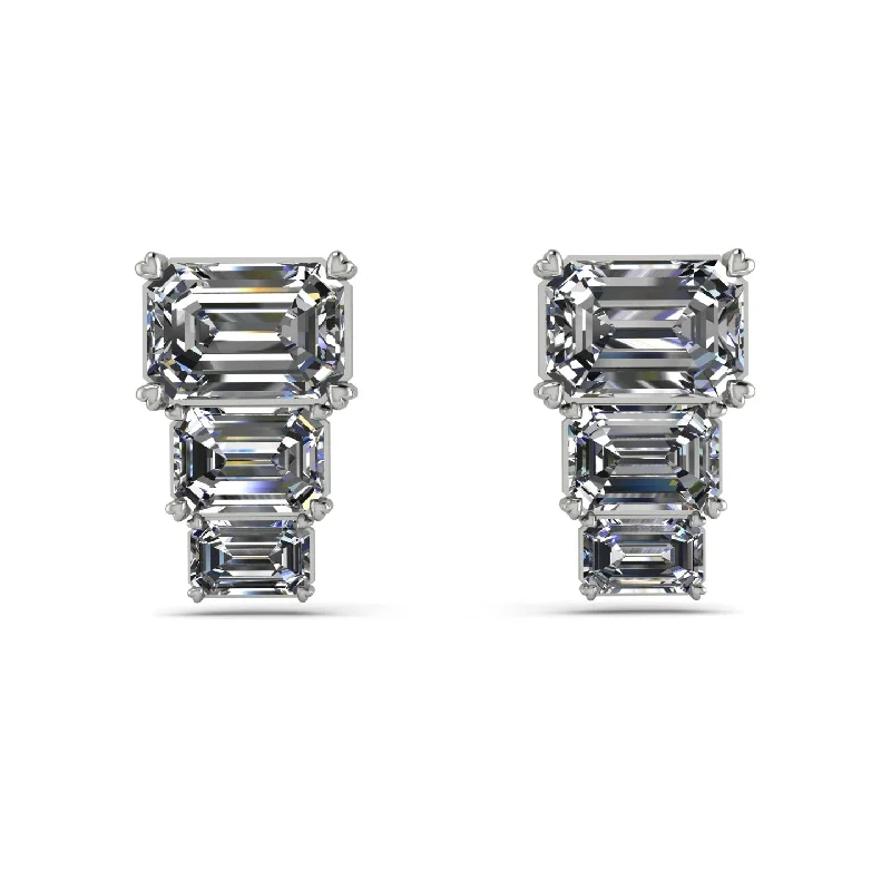 Classic Hoop Earrings For Timeless Beauty-Hidden Diamonds Emerald Diamond Earrings - Briella No. 3