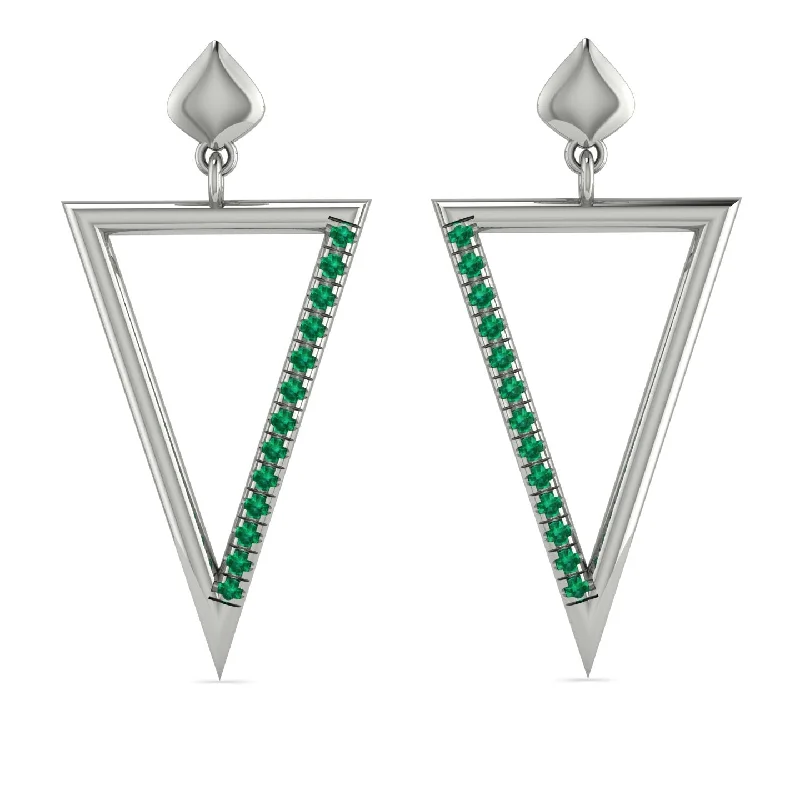 Stylish Earrings For Office Wear-Triangle Emerald Stud Earrings - Amiyah No. 6