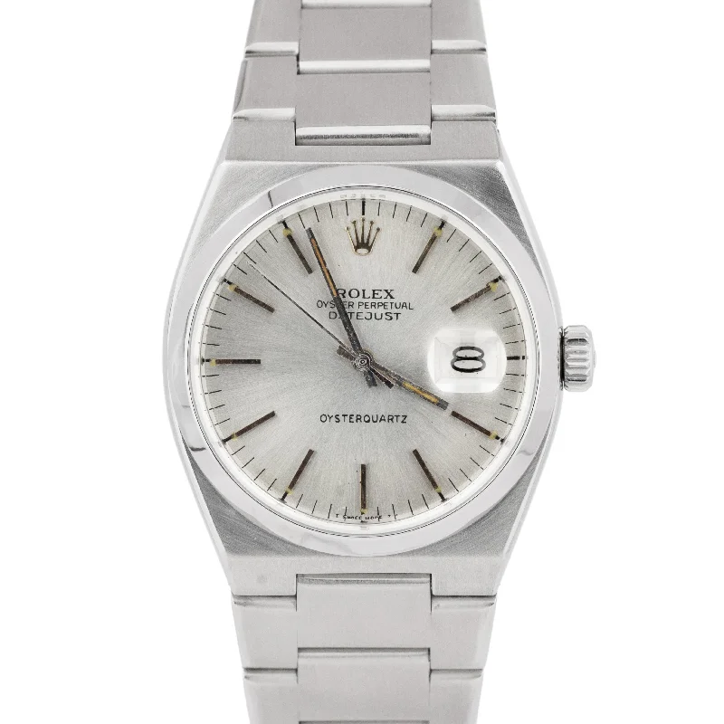 Affordable Designer Watches For Fashion Lovers-Rolex Oysterquartz DateJust Stainless Steel Quartz Silver 36mm Watch 17000