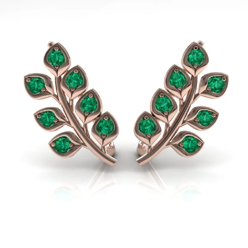 Trendy Gold Earrings For Chic Style-Many Leaves All Around Diamond Earrings- Sydney no. 5