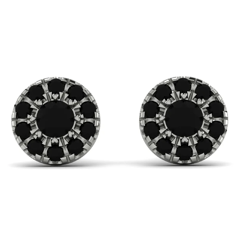 Sparkling Earrings For Formal Events-Halo Black Diamond Earrings - Heaven No. 39