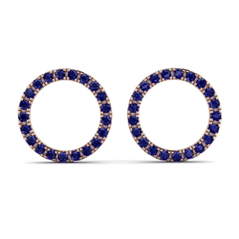 Classic Hoop Earrings For Timeless Beauty-Circle Stud Sapphire Earring - Lucille No. 14