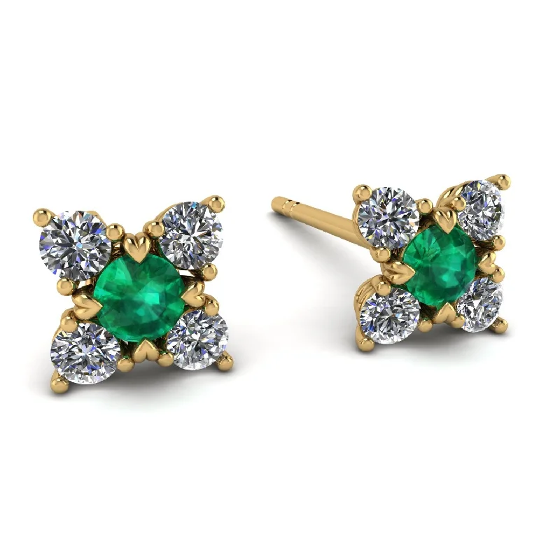 Handmade Resin Earrings For Creative Glam-Geometrical 5 Emeralds Stud Earrings - Noa No. 4