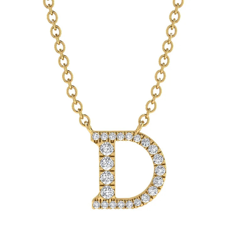 Diamond Gold Initial Necklace - D