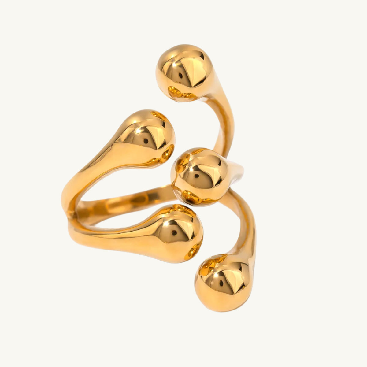 Classic Wedding Rings For Bridal Fashion-Chunky Beads Gold Ring