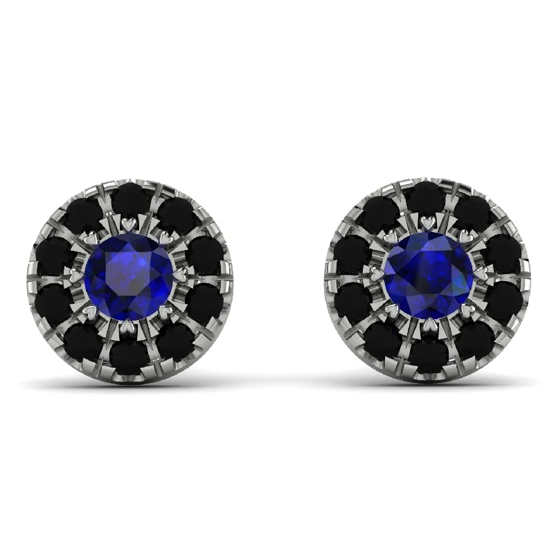 Elegant Stud Earrings For Formal Wear-Halo Sapphire Earrings - Heaven No. 45