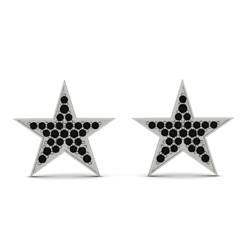 Fashionable Stud Earrings For Trendy Fashion-Star Stud Black Diamond Earrings - Star No. 9