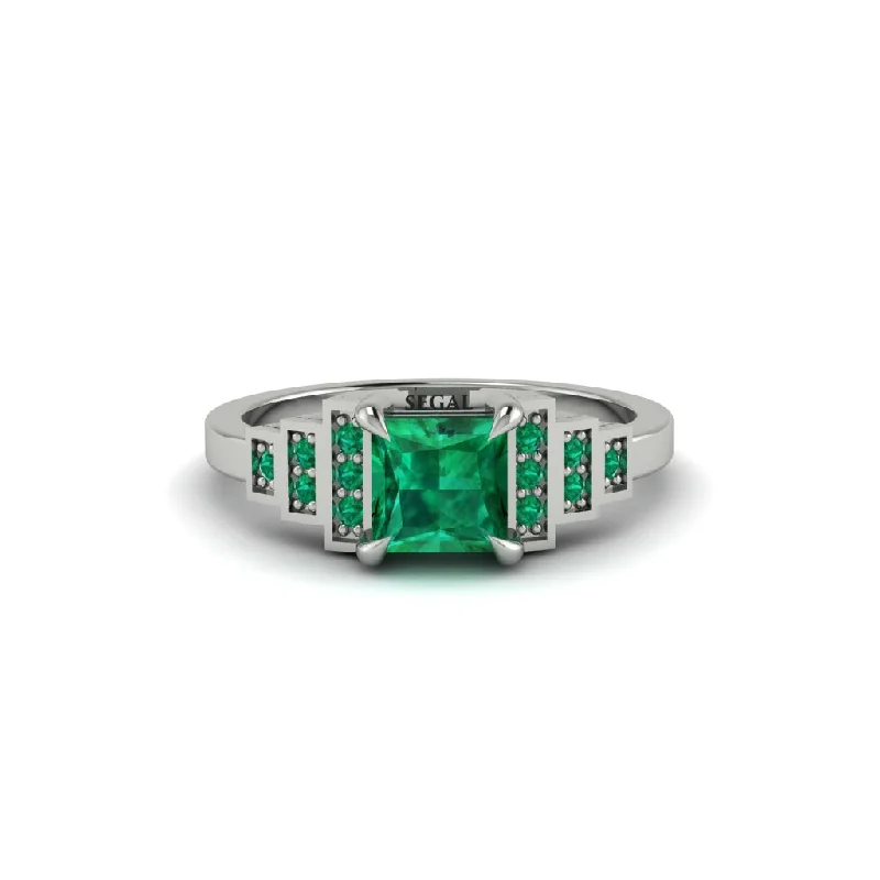 Unique Custom Engagement Rings For Brides-Emerald Geometric Princess Cut Engagement Ring - Thea No. 21