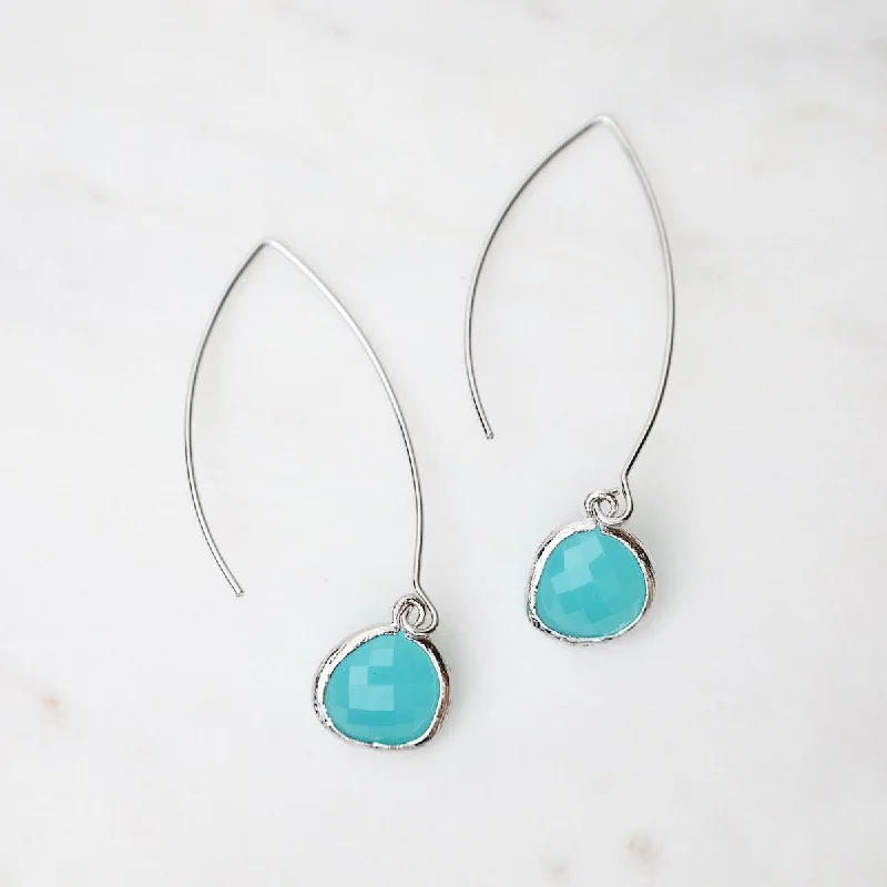 Beautiful Resin Earrings For Bold Looks-Sterling Silver Gem Dangle Earrings - Turquoise