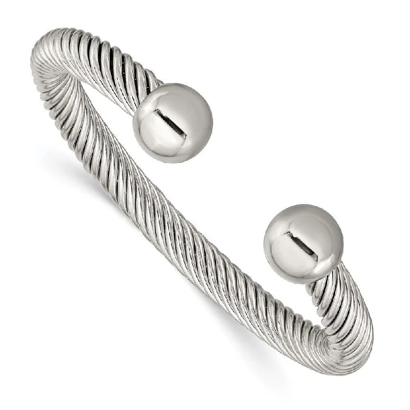 Luxury Pearl-Studded Bangles For Elegant Wear-Stainless Steel Polished 7.3mm Cuff Bangle