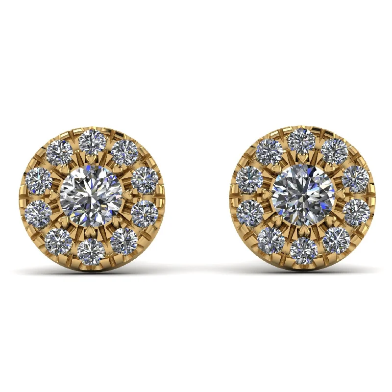 Chic Earrings For Casual Wear-Halo Diamond Earrings - Heaven No. 1