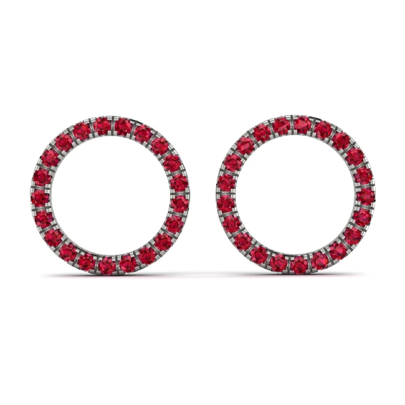 Beautiful Crystal Earrings For Elegant Occasions-Circle Stud Ruby Earring - Lucille No. 12