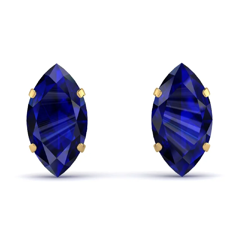 Beautiful Gemstone Earrings For Elegant Wear-Hidden Halo Marquise Sapphire Earrings - Journey No. 28