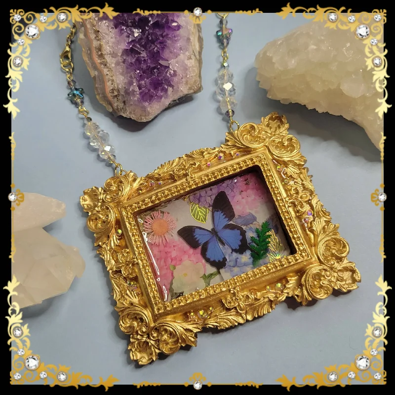 Pinned and Preserved - Ornate Butterfly Garden Necklace