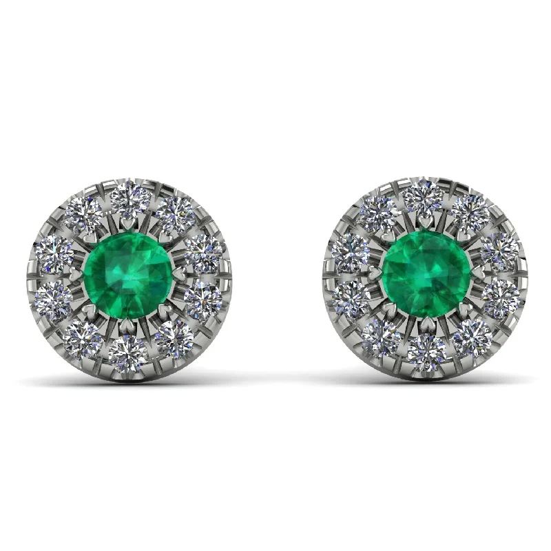 Simple Dangle Earrings For Casual Outfits-Halo Emerald Earrings - Heaven No. 6