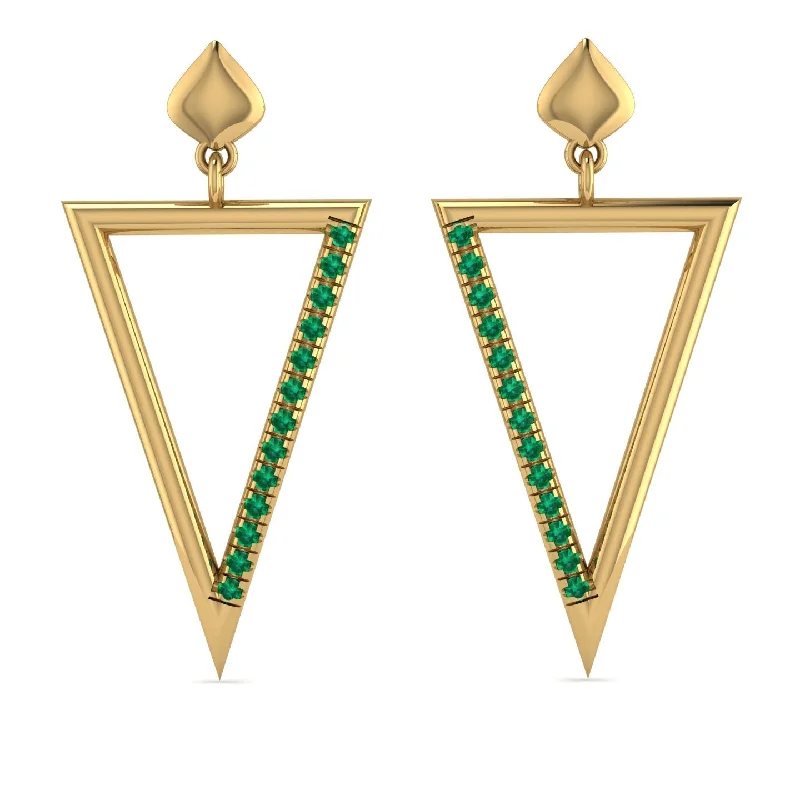 Trendy Drop Earrings For Fashionable Looks-Triangle Emerald Stud Earrings - Amiyah No. 4