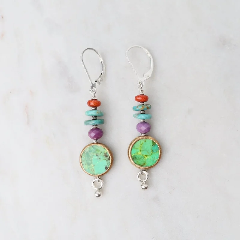 Trendy Earrings For Bold Looks-Apple Coral & Turquoise Drop Earrings