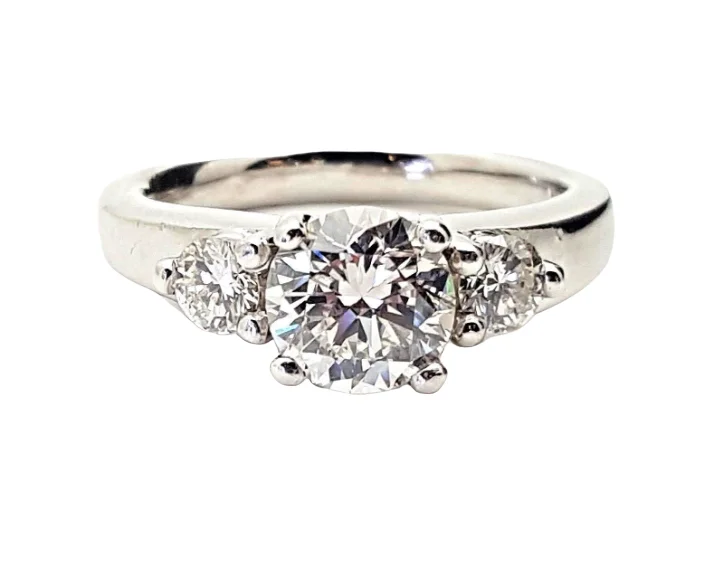 Bold Engagement Bands For Unique Proposals-Platinum 1 Carat Round Diamond Engagement Ring