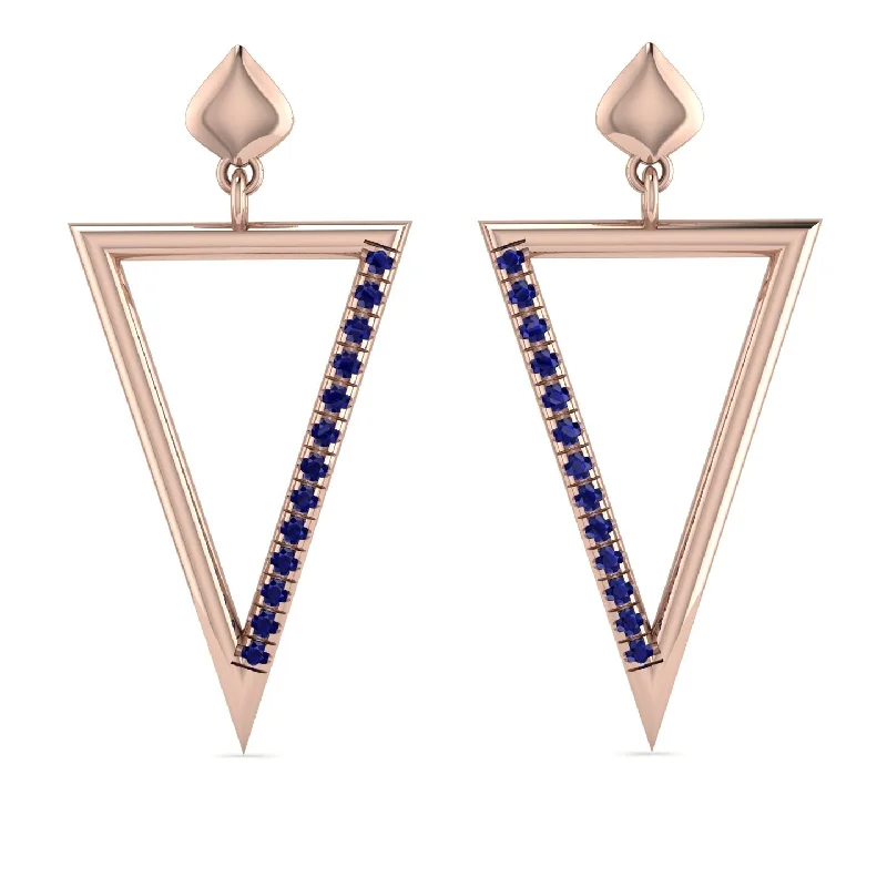 Bold Beaded Earrings For Bohemian Style-Triangle Sapphire Stud Earrings - Amiyah No. 14