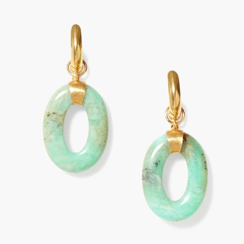 Elegant Gold Earrings For Bridesmaids-Jordan Hoop Earrings Chrysoprase