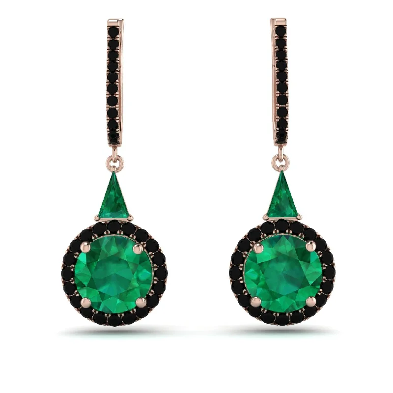 Classic Gemstone Earrings For Timeless Appeal-Hidden Halo Emerald Earrings - Joanna No. 35