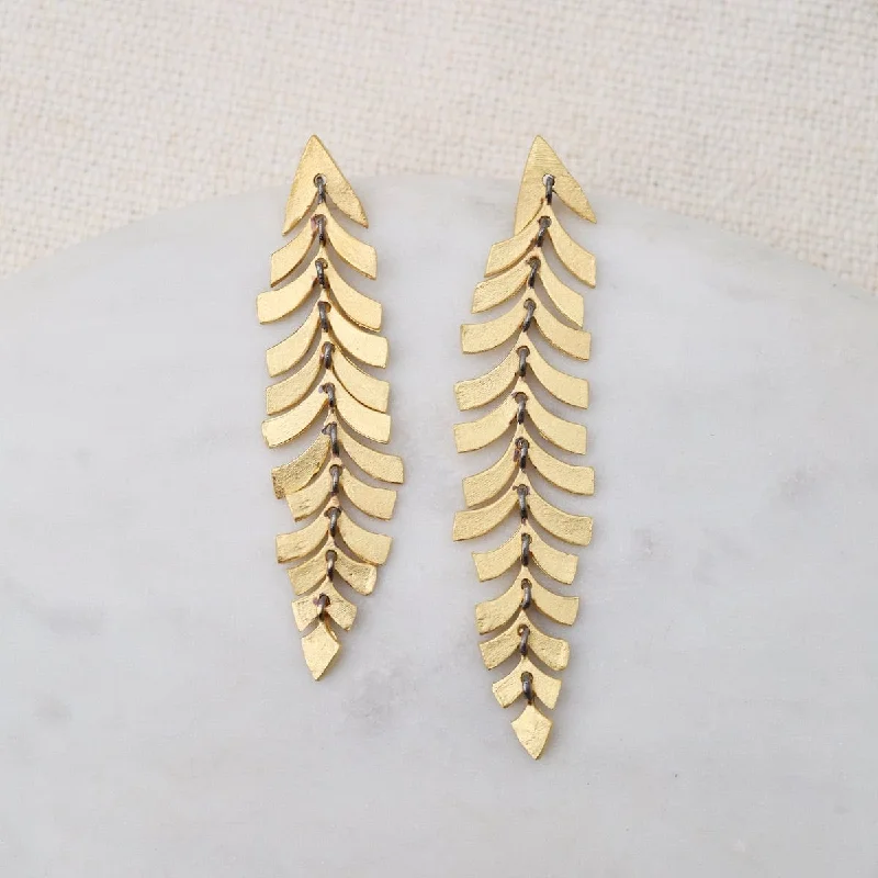 Unique Gold Earrings For Special Occasions-Gold Leaf with Dark Rhodium Center Earrings